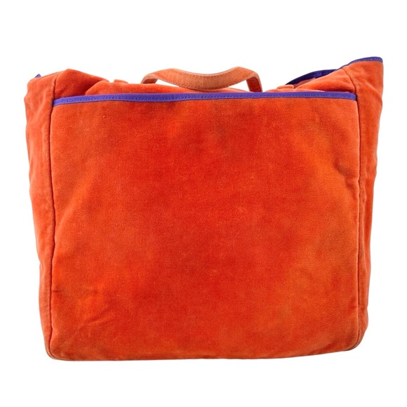 Anya Hindmarch Orange Medium Sized Top Handle Velvet Handbag Shoulder Bag - Picture 3 of 8